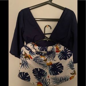 Crop top and Hawaiian pant set